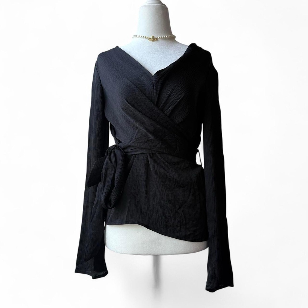 Max Studio Black Wrap Blouse